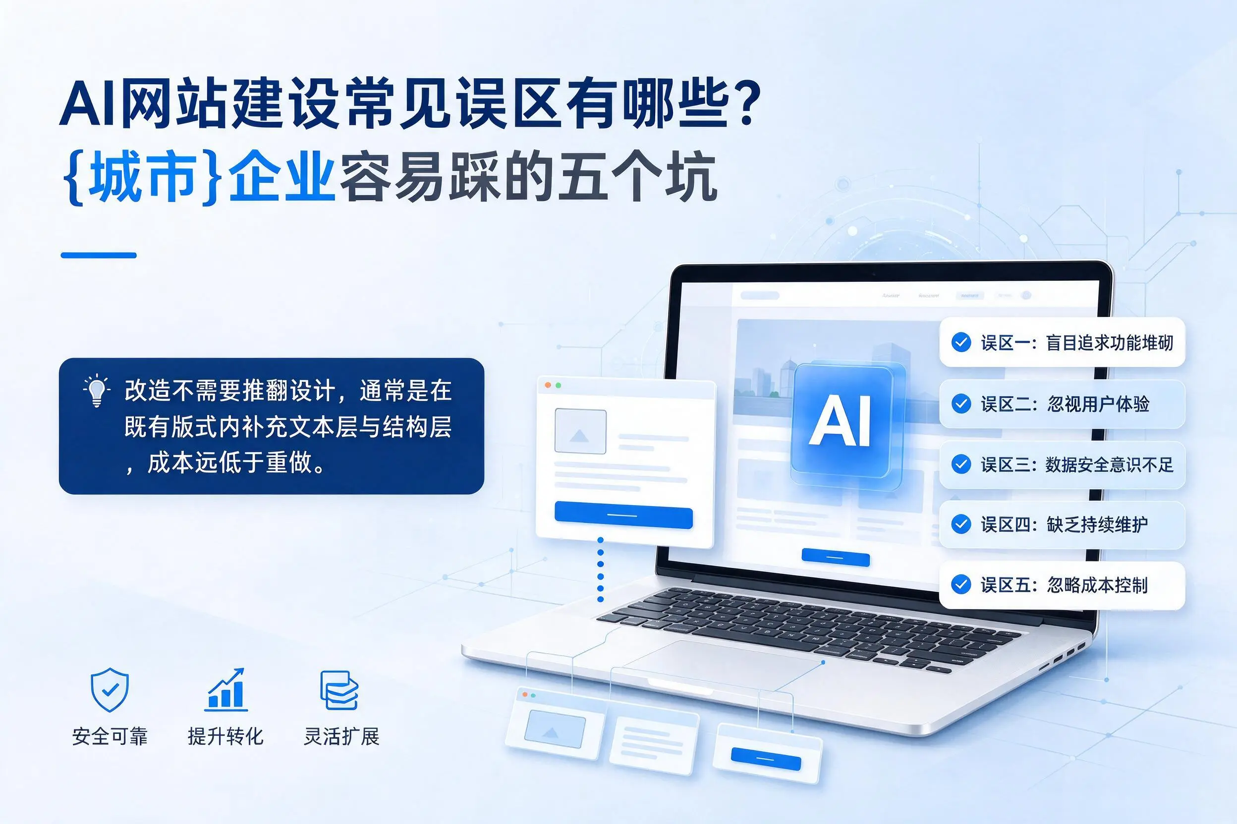 AI网站建设常见误区有哪些？江西企业容易踩的五个坑