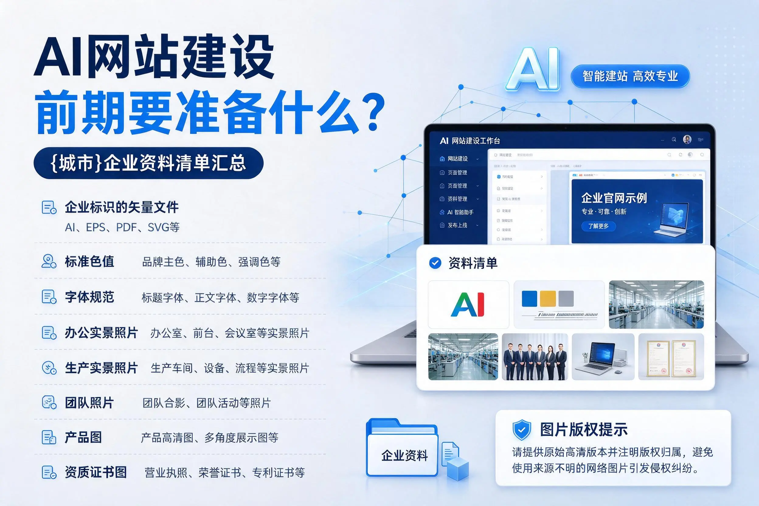 AI网站建设前期要准备什么?江西企业资料清单汇总